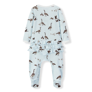 Goose Luxe Stretch Ruffle Footed Romper