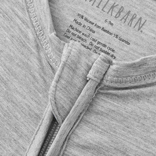 Grey Melange Luxe Solid Zipper Footed Romper