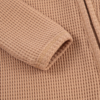 Tawny Rose Waffle Zipper Footed Romper