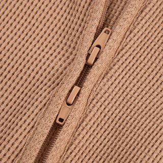 Tawny Rose Waffle Zipper Footed Romper