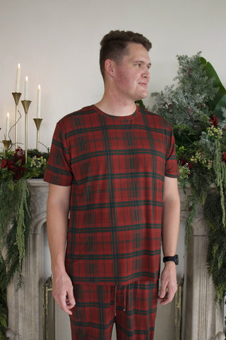 Men's Short Sleeve Pajamas | Christmas Plaid