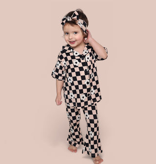 RETRO DAISY CHECKS SHORT SLEEVE DREAM GIRL'S FLARE SET