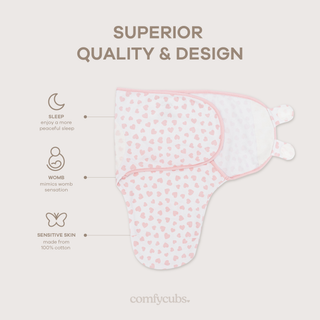 Easy Swaddle Blankets - Pink Heart, Pack of 1