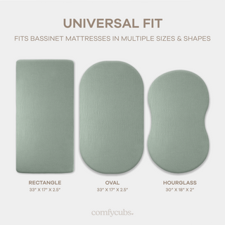 Muslin Cotton Bassinet Sheets, 2 Pack in Fern and Cream