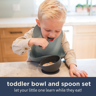 Duck Egg Blue Suction Bowl and Spoon Set