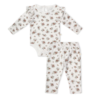 Organic Ruffle Bodysuit & Pants Set - Winter Berry