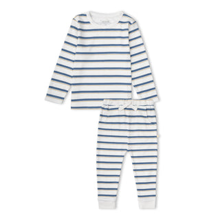 Organic Tee & Pants Set - Navy Stripe