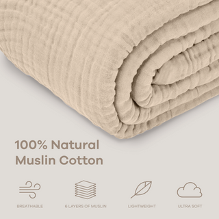 Adult Muslin Blanket in Sand