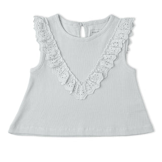 Organic Ruffle Top & Shorts Set - Fog