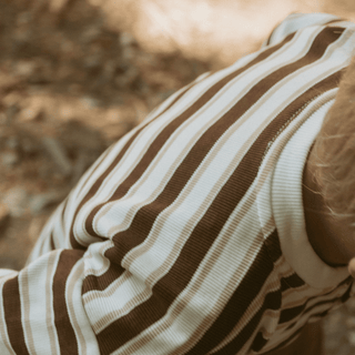 Organic Henley Tee - Cocoa Stripe