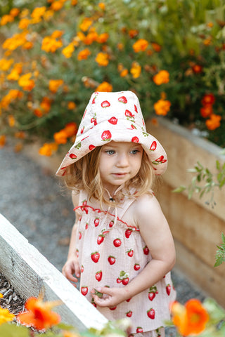 Strawberry Wide Brim Sun Bonnet Hat