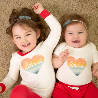 graphic bodysuit | loved rainbow heart