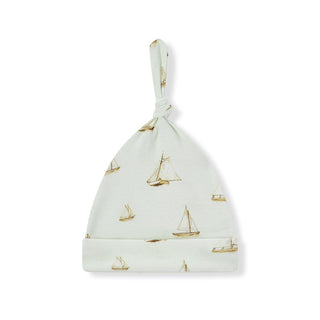 Sailboat Melody Organic Cotton Knotted Beanie Hat