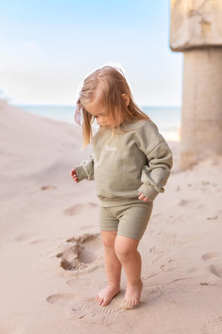 Custom Embroidered Crewneck Sweatshirt & Bamboo Bike Shorts Set