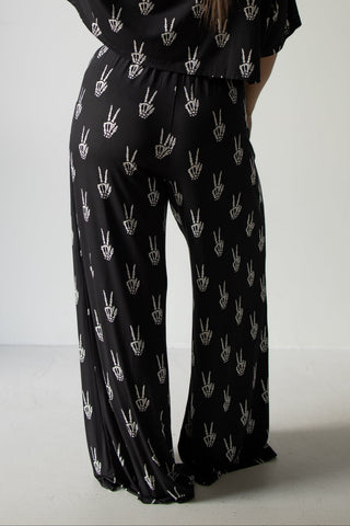 Women's Bamboo Crop Tee Lounge Set | Midnight Skelly