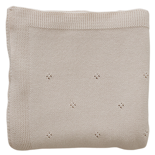 Oatmeal Pointelle Knit Blanket