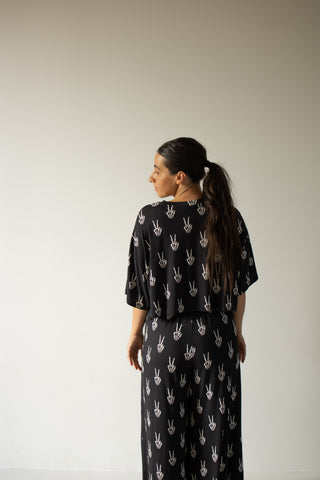 Women's Bamboo Crop Tee Lounge Set | Midnight Skelly
