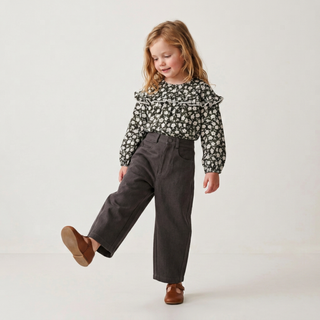 Organic Ruffle Cotton Blouse - Twilight Meadow