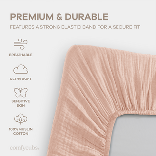 Muslin Cotton Bassinet Sheets, 2 Pack in Dusty Rose and Blush