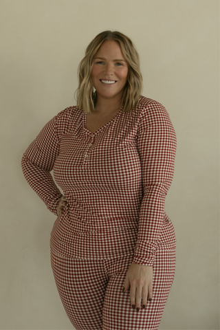 Women's Long Sleeve Bamboo Pajama | Red Gingham