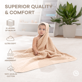 Baby Hooded Towels in Cream