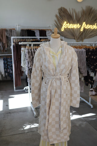 Adult Robe | Cream Checkerboard