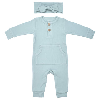 Robbins Egg Baby Ribbed Playsuit with pockets