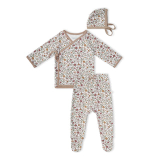 Organic Kimono Top & Footed Pants Set - Woodland Sprig