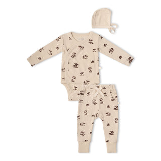 Organic Kimono Onesie & Pants Set - Mushroom