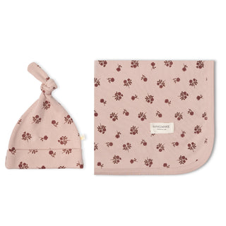 Organic Swaddle Blanket & Hat Set - Rosebud