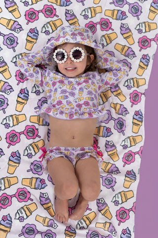 SWEET SUMMER DREAM RASH GUARD RUFFLE TWO-PIECE SWIM SUIT