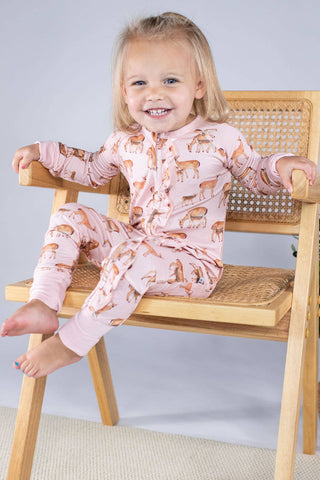 Does & Fawns  - LS Convertible Zip PJs