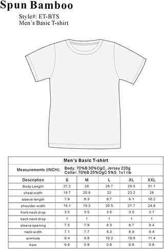 Clearance Men's Bamboo Short Sleeve Contrast Stitch T-Shirt