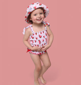 ONE IN A MELON DREAM SMOCKED TANKINI TWO PIECE SWIM SUIT