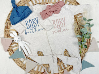 Baby brother baby sister footie | little sibling baby outfit