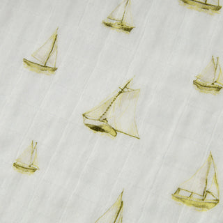 Sailboat Melody Organic Cotton Two-Piece Burp Cloth Set