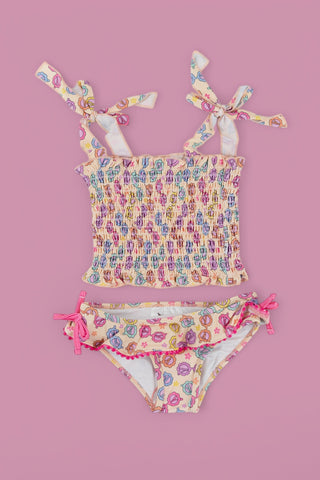 RAY OF SUNSHINE DREAM SMOCKED TANKINI TWO PIECE SWIM SUIT
