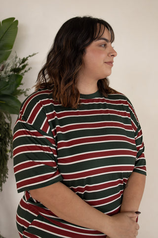 Women's Boxy Tee Lounge Set | Holiday Stripe