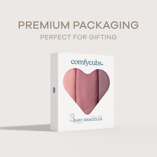 Easy Swaddle Blankets by Comfy Cubs  - Blush, Mauve, Mulberry, Pack of 3