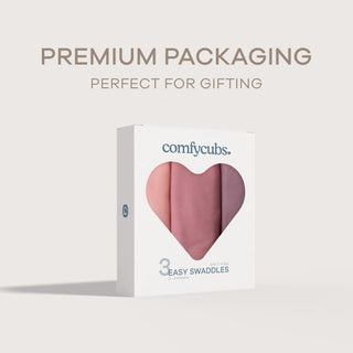 Easy Swaddle Blankets by Comfy Cubs  - Blush, Mauve, Mulberry, Pack of 3