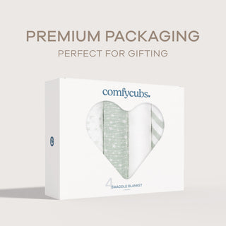Muslin Swaddle Blankets, 4 Pack by Comfy Cubs - Green