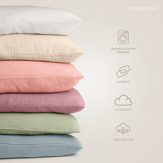 Toddler Pillows with Soft Muslin Pillow Case in Cream