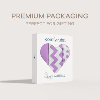 Easy Swaddle Blankets by Comfy Cubs - Purple, Pack of 3