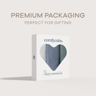 Easy Swaddle Blankets by Comfy Cubs  - Stone, Nomadic Blue, Azul, Pack of 3
