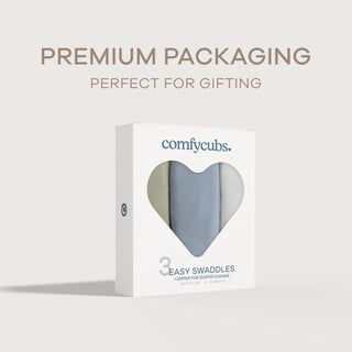 Easy Swaddle Blankets with Zipper by Comfy Cubs - Stone, Pacific Blue, Sage
