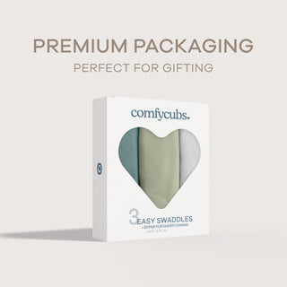 Easy Swaddle Blankets with Zipper by Comfy Cubs - Stone, Sage, Azul