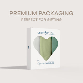 Easy Swaddle Blankets by Comfy Cubs - Stone, Sage, Azul, Pack of 3