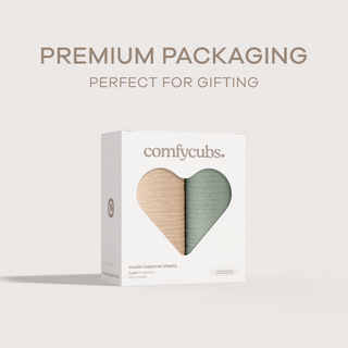 Muslin Cotton Bassinet Sheets, 2 Pack in Fern and Cream