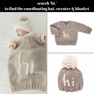 Hi. Pebble Brown Hand Knit Beanie Hat Baby & Kids