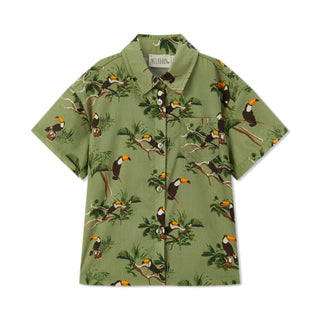 Toucan Collar Button-Up Shirt & Shorts Set